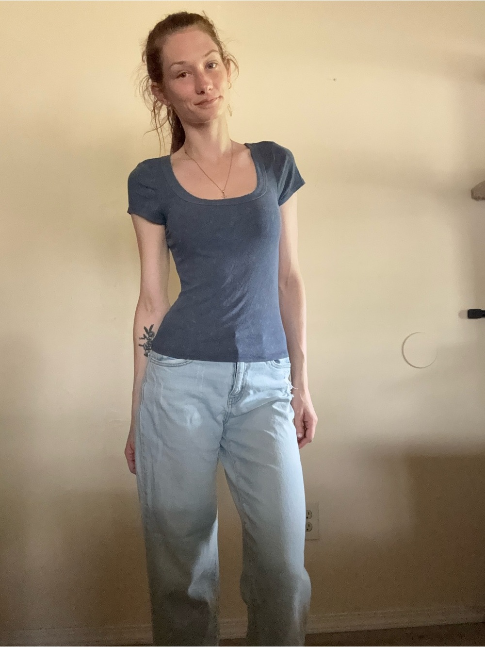 wild fable Slate Blue Ribbed Scoop Neck Tee
